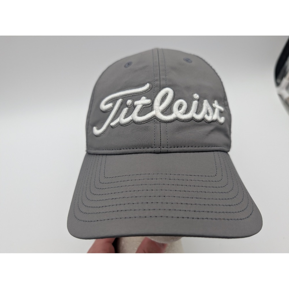 Titleist Golf Hat Gray Pro V1 FootJoy FJ Adjustable Performance Strapback Cap